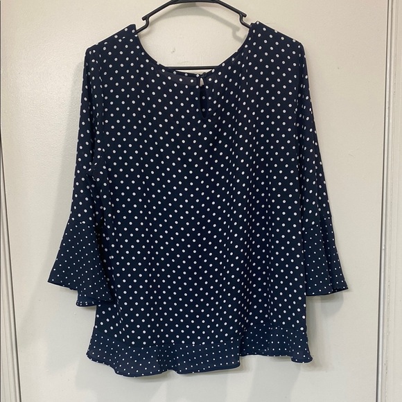 Talbots Blue and White Bell Sleeve Blouse - Picture 2 of 6